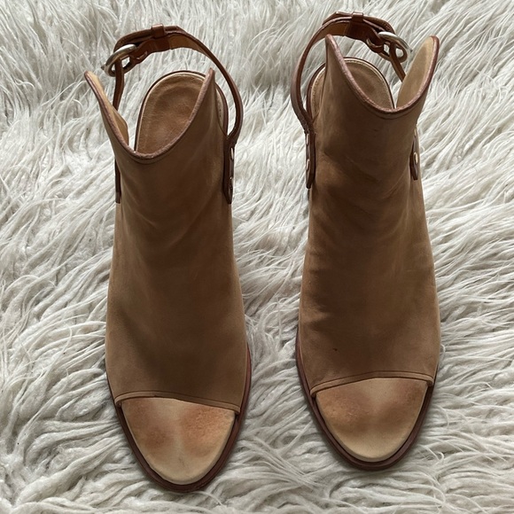 Rag & Bone Wyatt Camel Tan Nubuck Leather Slingback Heeled Sandals EUC Size 39 - Picture 4 of 10